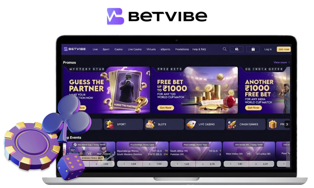 BetVibe's Indian platform for sports betting and casino games